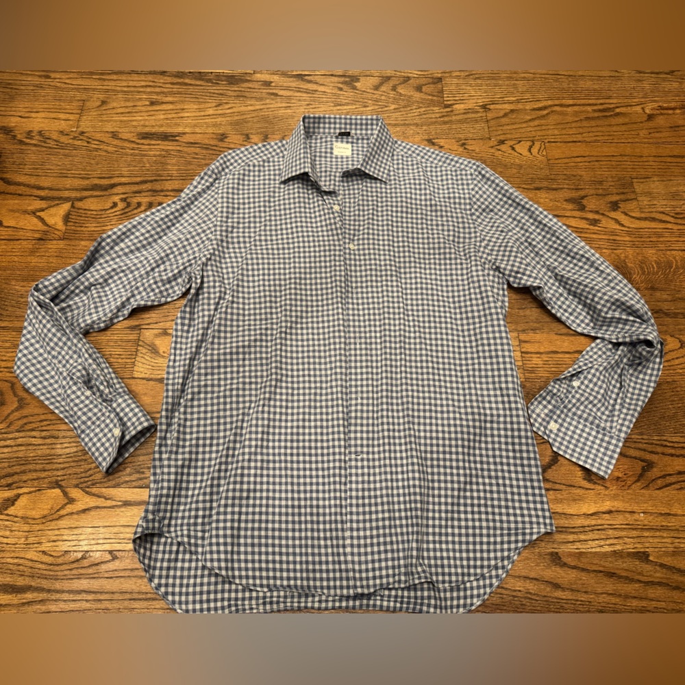 Culturata Men’s Tailored Fit Gingham Button-Down Shirt, Size XL (17.5 / 44)